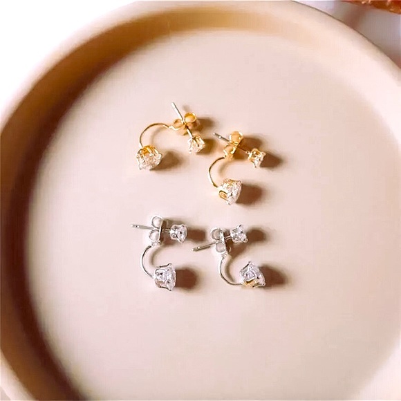 🔵𝟲𝟱%𝗢𝗙𝗙 𝗯𝘂𝗻𝗱𝗹𝗲𝘀 𝟯+🔵 NEW CZ Round Dainty Jacket Earrings - Picture 7 of 9